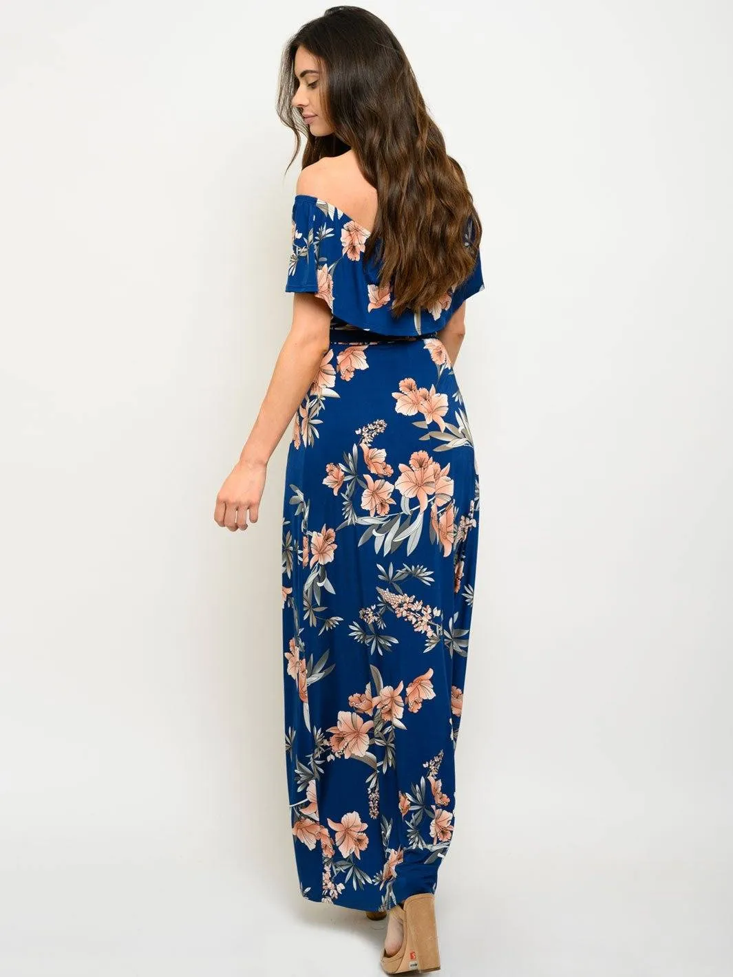 WOMEN'S OFF SHOULDER FLORAL MAXI DRESS