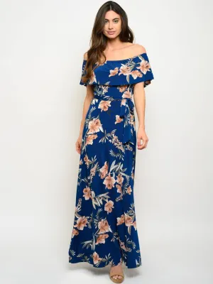 WOMEN'S OFF SHOULDER FLORAL MAXI DRESS