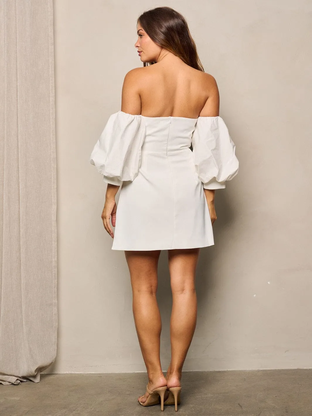 WOMEN'S OFF SHOULDER V-NECK BODYCON MINI DRESS