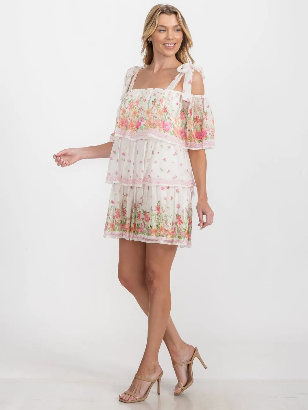 WOMEN'S SLEEVELESS OFF SHOULDER FLORAL MINI DRESS