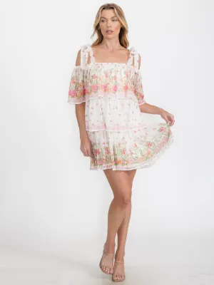 WOMEN'S SLEEVELESS OFF SHOULDER FLORAL MINI DRESS