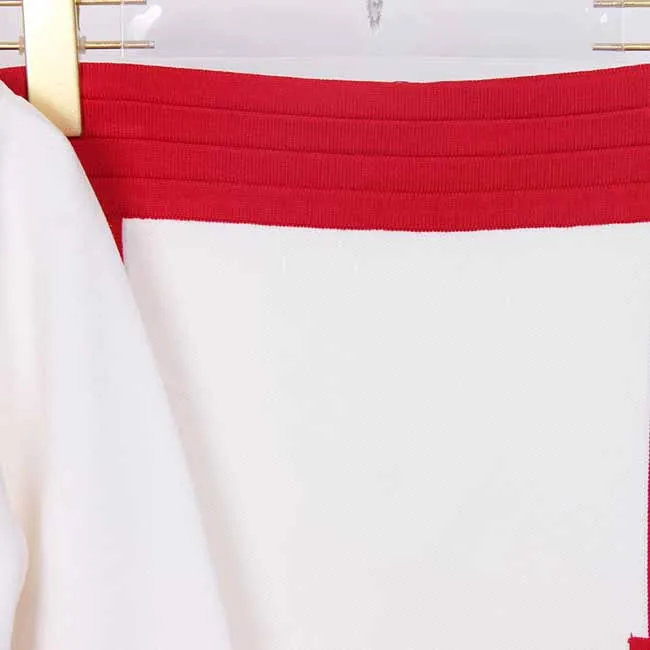 Women's Striped Suit Long Sleeve Short Mini 2 Pieces Sweater   Skirt Suit
