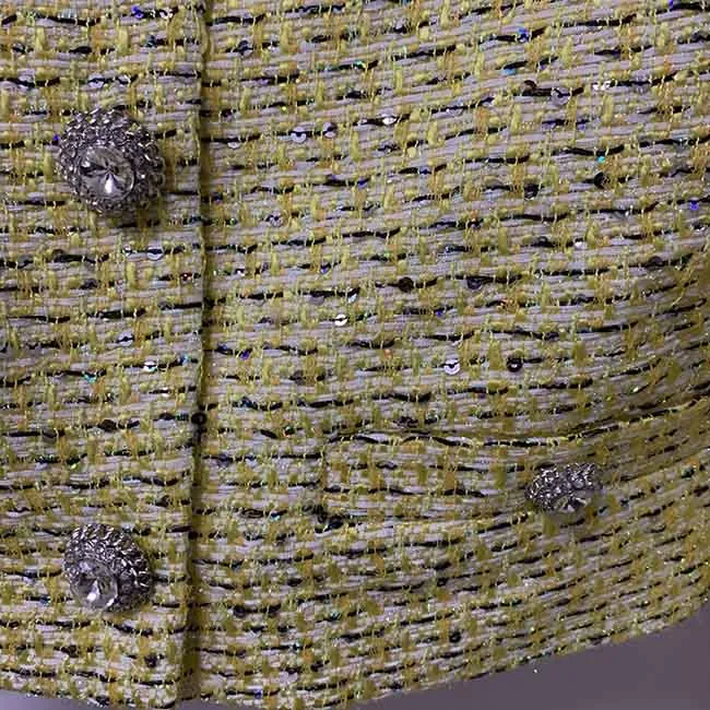 Womens Yellow Three Piece Suit   Short Skirt Formal Set