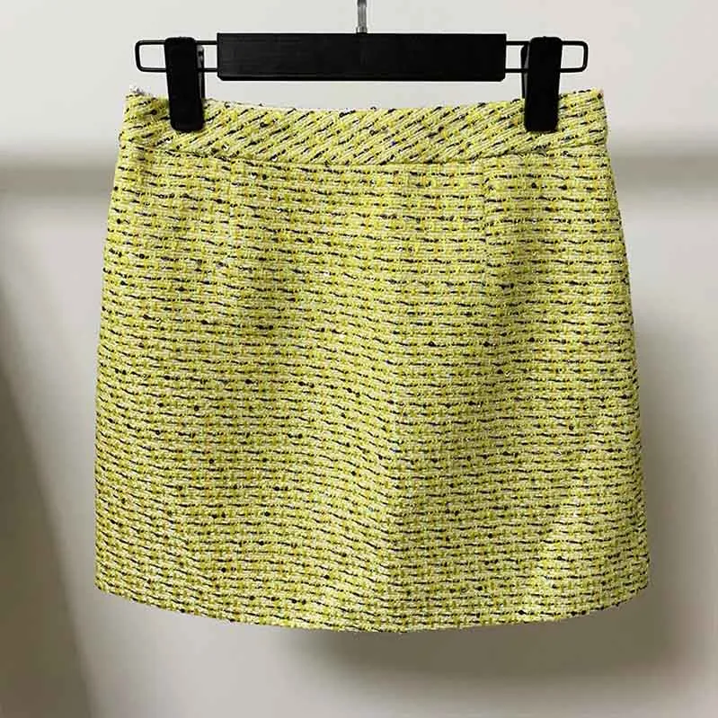 Womens Yellow Three Piece Suit   Short Skirt Formal Set