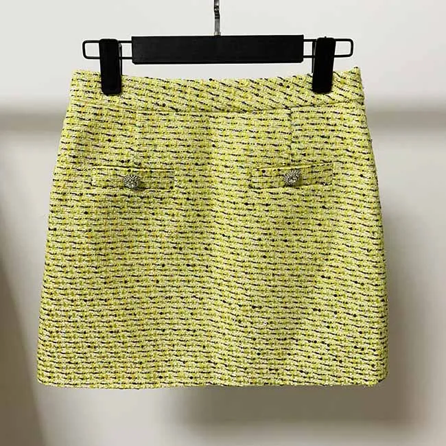 Womens Yellow Three Piece Suit   Short Skirt Formal Set