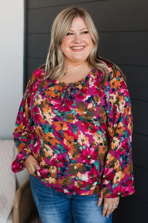 Won't Miss A Thing Floral Blouse- Fuchsia