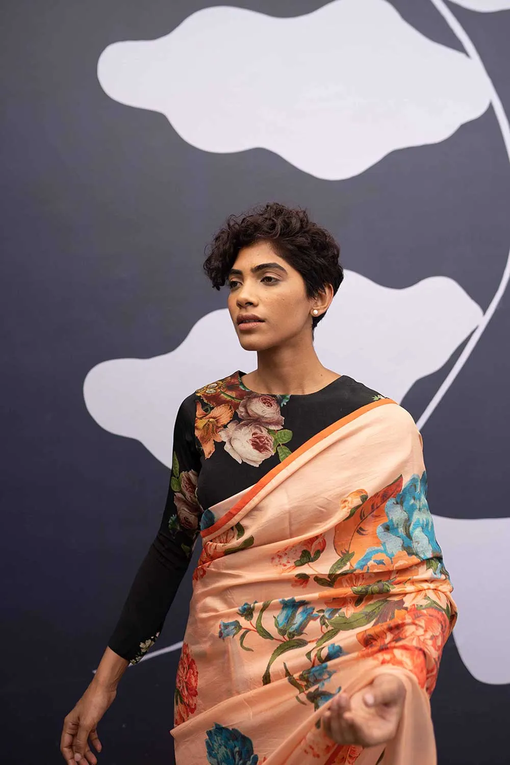 YAM   I  Rambla CORFU PEACH SAREE 1  (SAREE)  [BLOUSE STITCHED/ UNSTITCHED NOT INCLUDED] PURE HABUTAI SILK PEACH YAMSR23