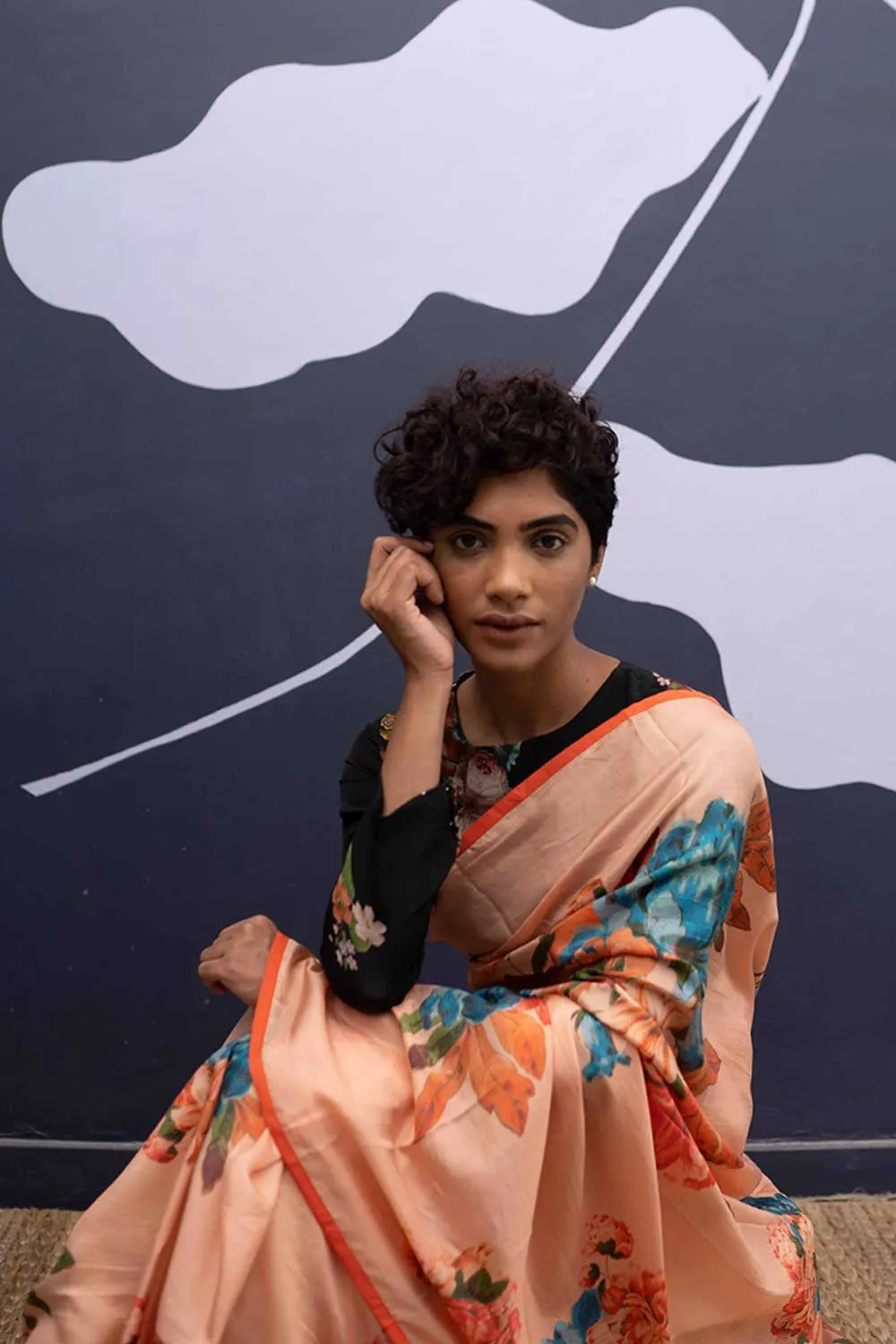 YAM   I  Rambla CORFU PEACH SAREE 1  (SAREE)  [BLOUSE STITCHED/ UNSTITCHED NOT INCLUDED] PURE HABUTAI SILK PEACH YAMSR23
