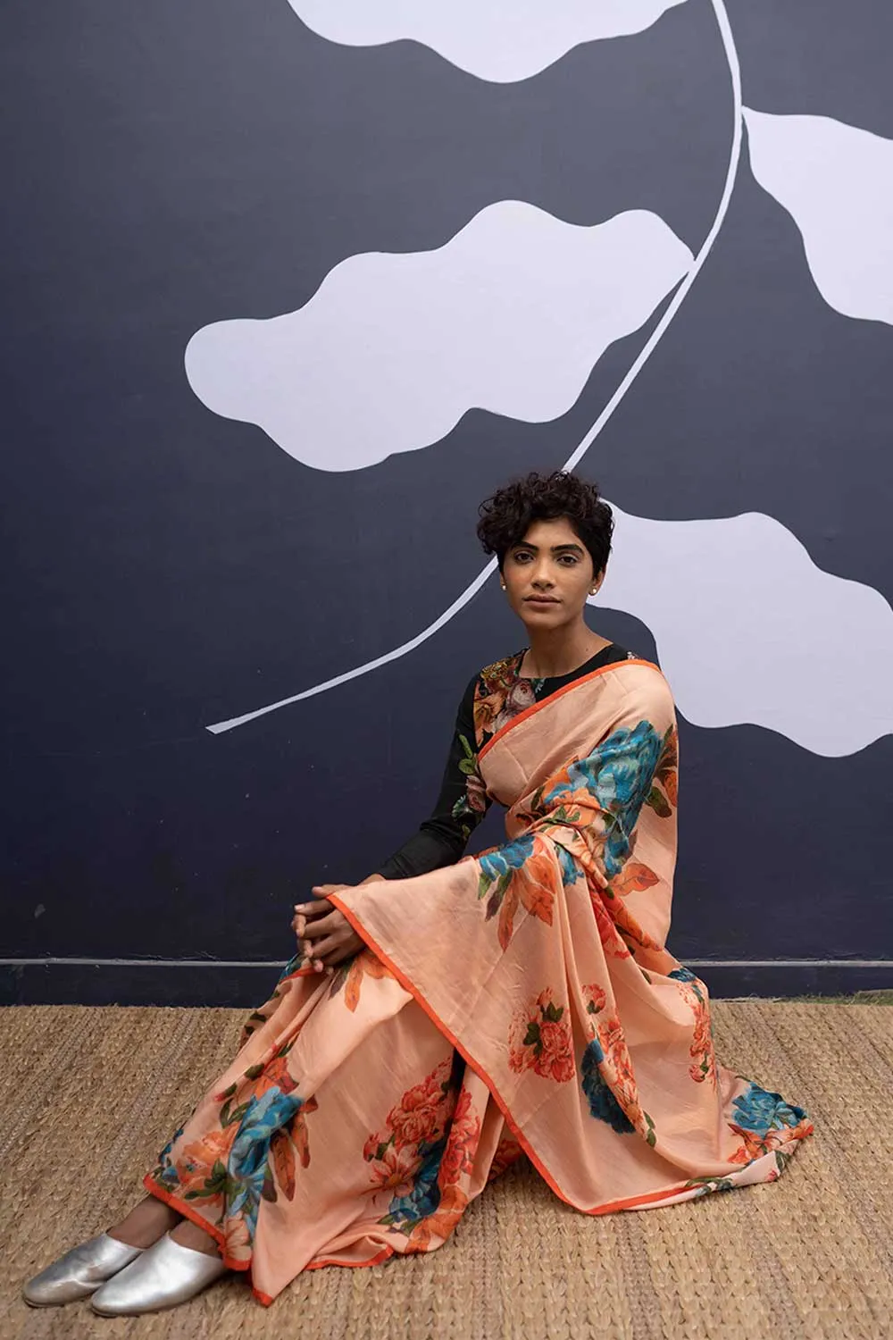YAM   I  Rambla CORFU PEACH SAREE 1  (SAREE)  [BLOUSE STITCHED/ UNSTITCHED NOT INCLUDED] PURE HABUTAI SILK PEACH YAMSR23
