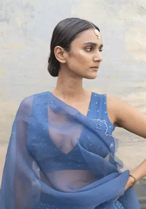 Yam   I   Tavarnelle Luna Blouse BLOUSE  SATIN BLUE An Indian Summer YAMBL17