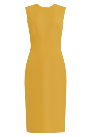 Yellow 100% Italian Wool Crepe Sheath Dress