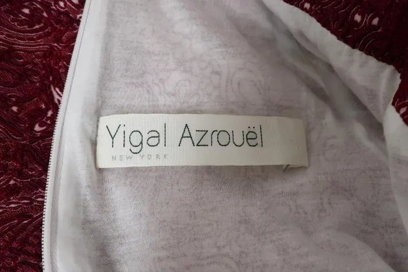 Yigal Azrouel Dress Red Paisley Jacquard Jersey Size 2 Cap Sleeve Sheath