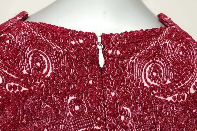 Yigal Azrouel Dress Red Paisley Jacquard Jersey Size 2 Cap Sleeve Sheath