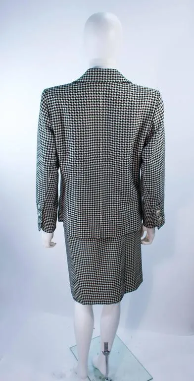 YVES SAINT LAURENT Black and White Houndstooth Skirt Suit Size 8