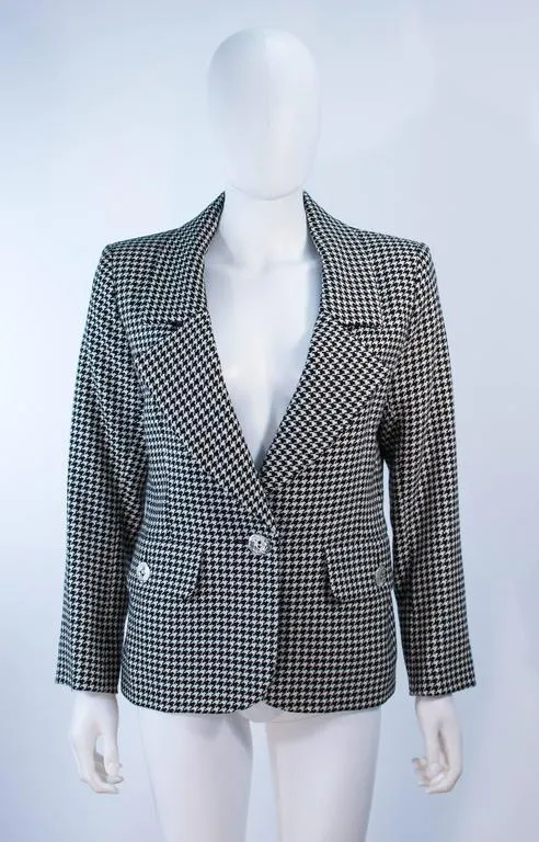 YVES SAINT LAURENT Black and White Houndstooth Skirt Suit Size 8