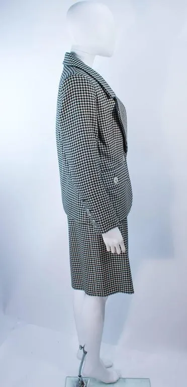 YVES SAINT LAURENT Black and White Houndstooth Skirt Suit Size 8