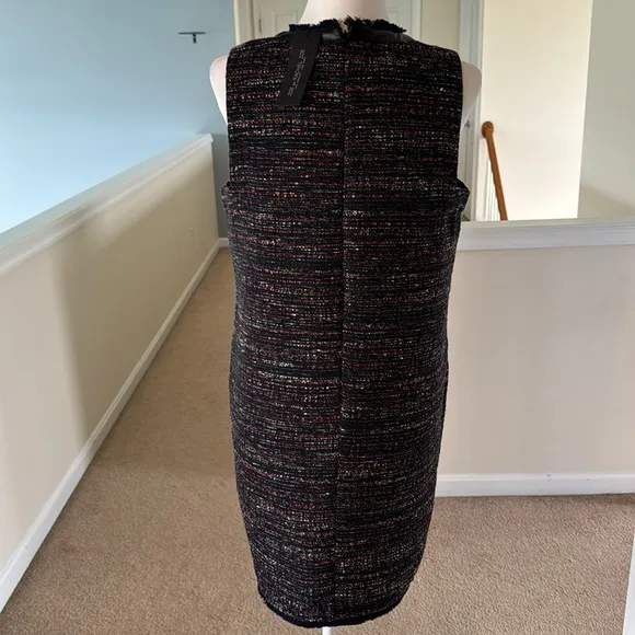 Zoe by Rachel Zoe Tweed and Faux Leather Sheath Dress