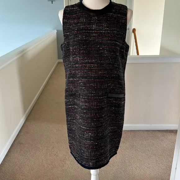 Zoe by Rachel Zoe Tweed and Faux Leather Sheath Dress