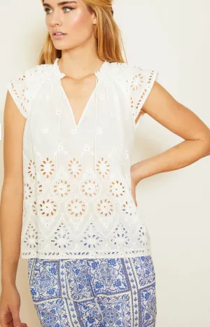 Zoe Ivory Eyelet Lace Top